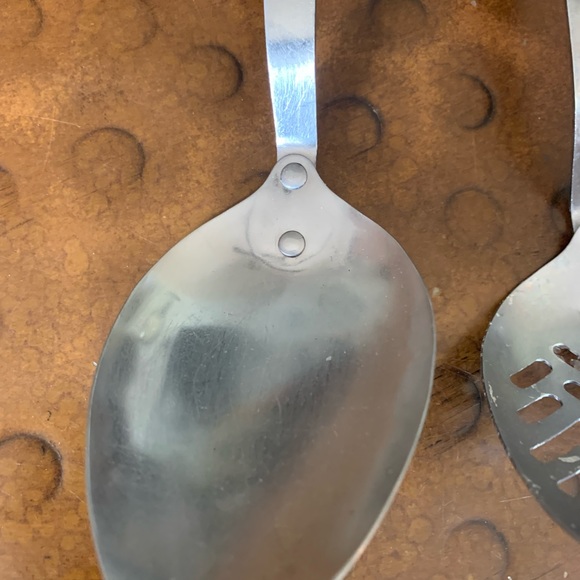 VINTAGE CUTCO 12 13 15 SLOTTED STAINLESS STEEL BROWN HANDLE SERVING SPOON LADEL - Picture 9 of 13